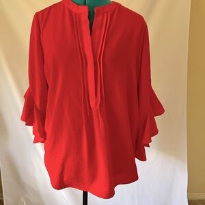 Vince Camuto Flutter Sleeve Pinkish Red Blouse